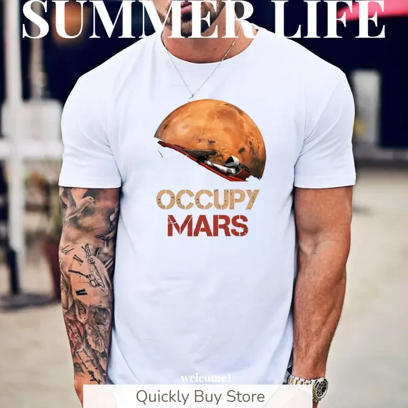 Novelty Occupy Earth SpaceX Starman High-quality 100%Cotton Tops Mars Space Explorer Occupy Mars Spacex Starman Classic T Shirt