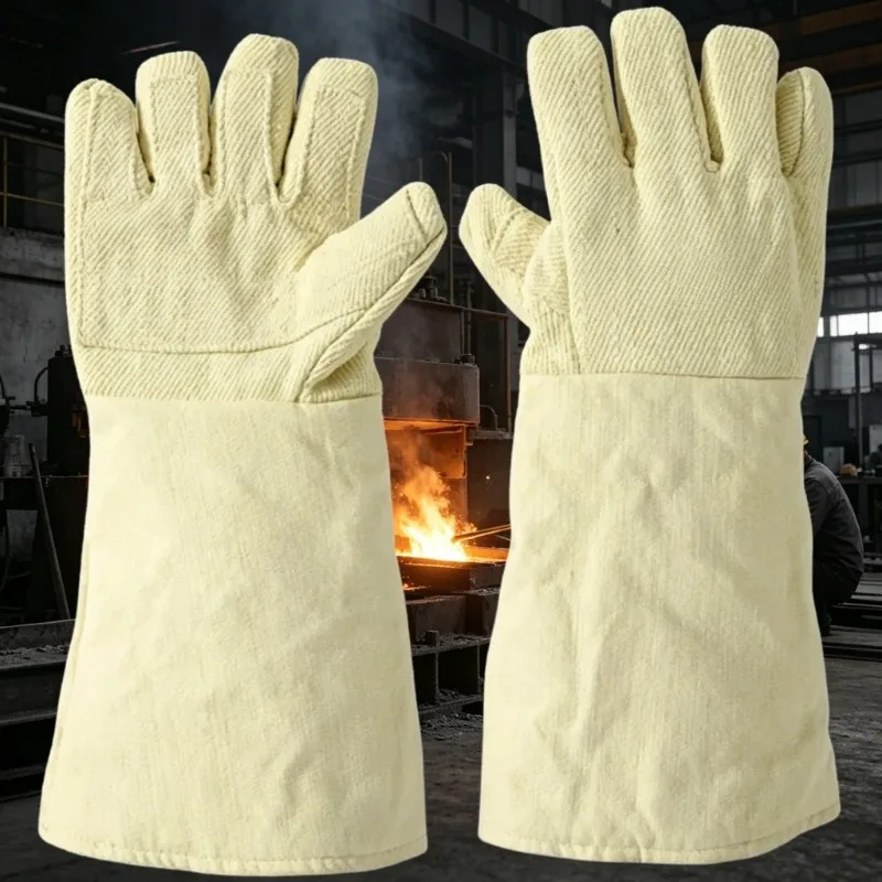 

1000C Heat Resistant Para-aramid Yellow Twill Safety Gloves for Foundry Casting Welding Industrial Protective