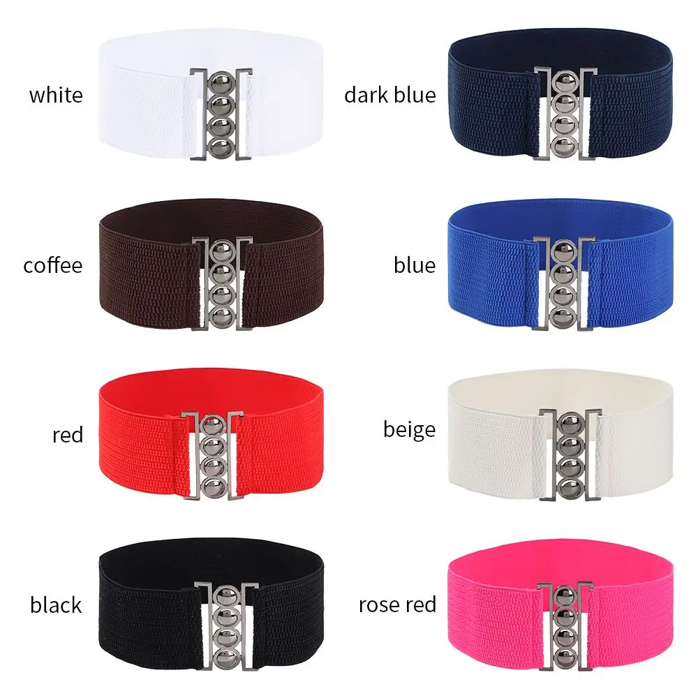 Fashion Casual Cinch Metal Buckle Waistband Wide Elastic Belt Waist Band Ladies Dress Cummerbands