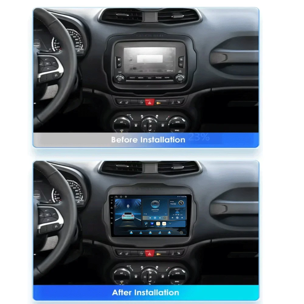 Android 16 Car Radio Carplay For Jeep Renegade 2016 2017 2018 2019 2020 Navigation GPS Multimedia Player stereo WiF+4G 360Camera