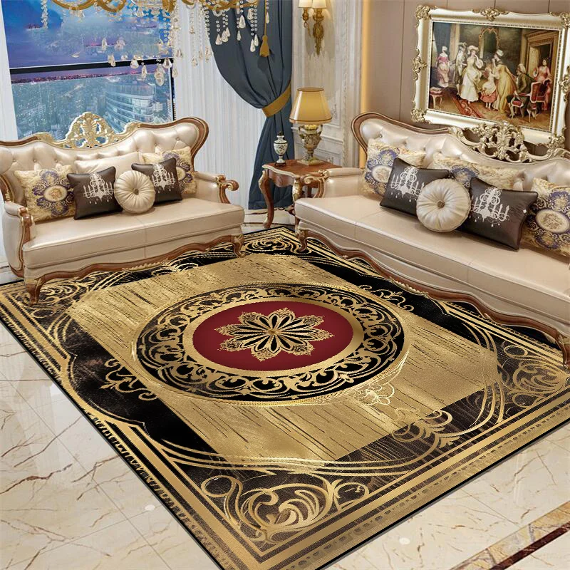 Nordic Carpet Living Room Decoration Luxury Floor Mat Washable Bedroom Lounge Rugs Large Size Black Gold Non Slip Children's Ru