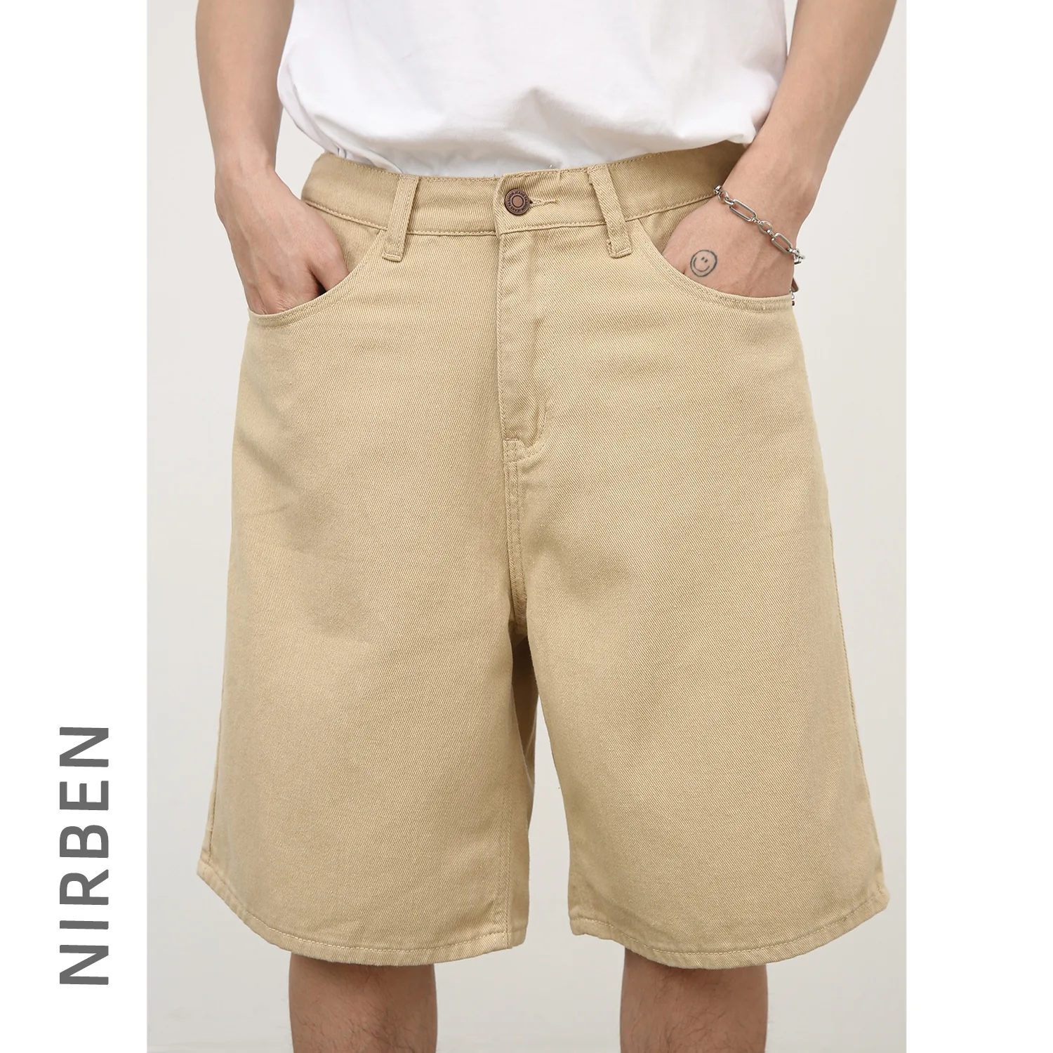 American Retro Straight Five-point Pants Semi-elastic Versatile Simple Casual Men's Shorts