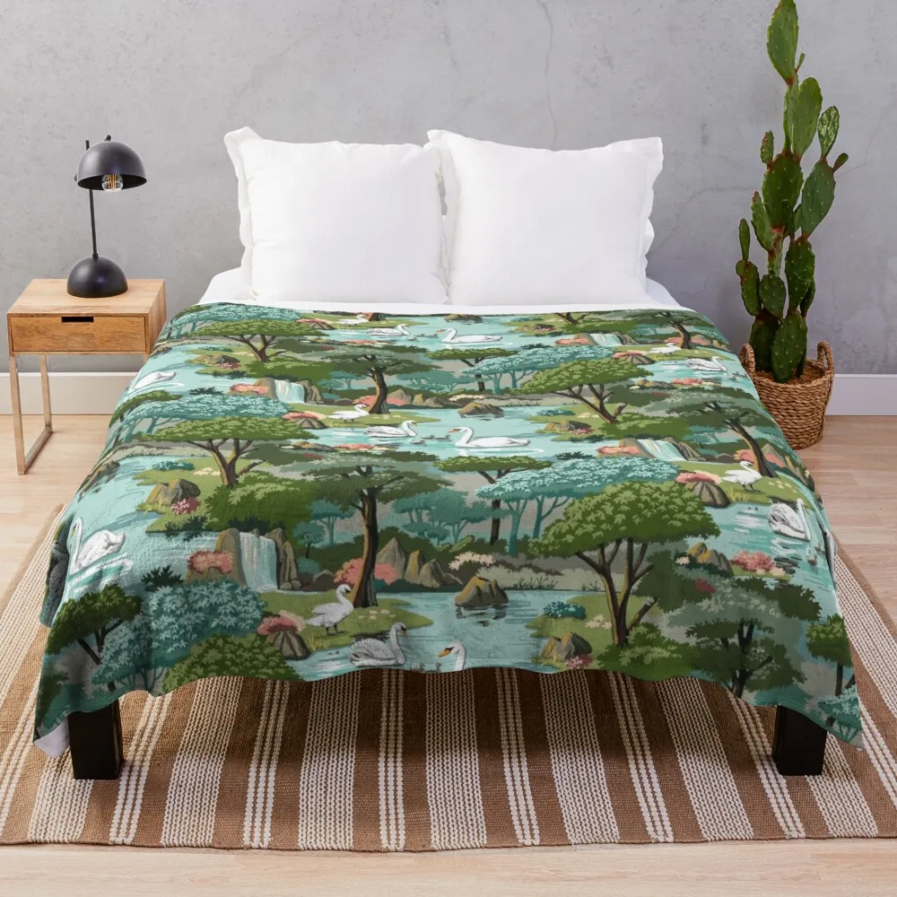 

Swan Lake Vintage Style Paint by Number Pattern Throw Blanket Tufting Throw Blanket Fur