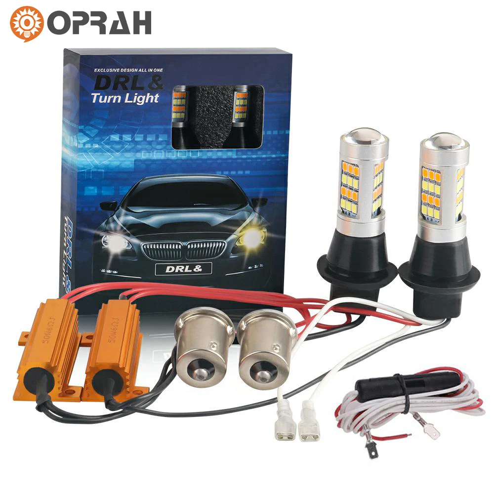 

2PCS 1156 BA15S P21W BAU15S PY21W 7440 W21W T20 Canbus No Error 2835 42SMD Dual Mode 2 in 1 Car DRL Turn Signal Lamp White Amber