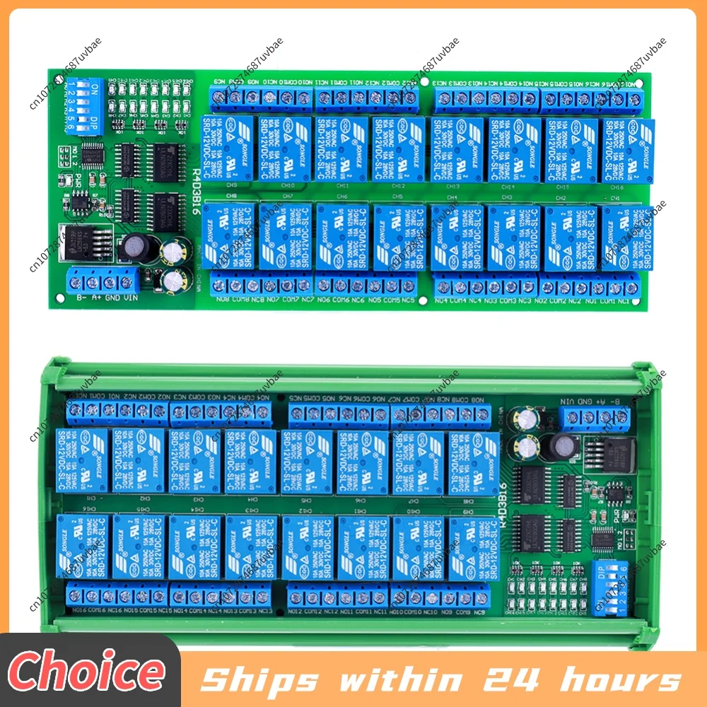 16 Channel DC 12V PLC Controller Serial Port Switch RS485 Relay Module for PLC PTZ Camera Motor LED