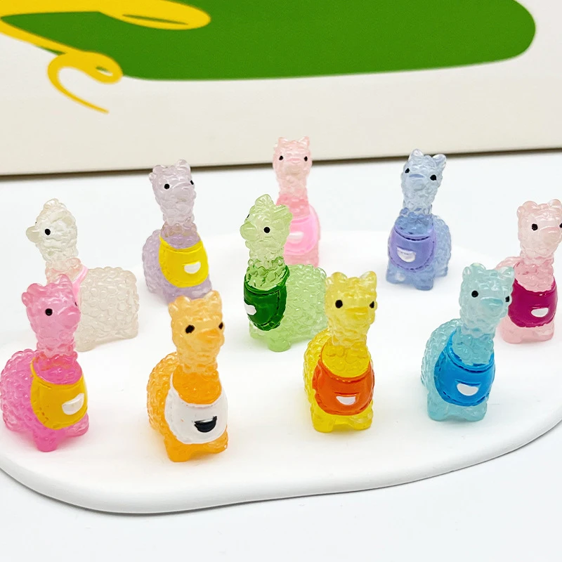 Cute Cartoon Luminous Alpaca Micro Landscape Ornament Creative Miniature Statue DIY Home Decoration Desktop Small Ornament image 5