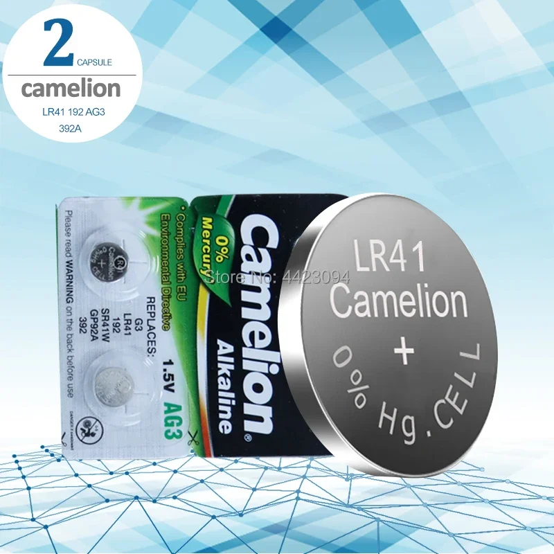 2 Stück LR41 Knopfzellen Camelion 100 % Original SR41 AG3 G3A L736 192 392A Zn/MnO2 1,5 V Lithium-Knopfbatterien