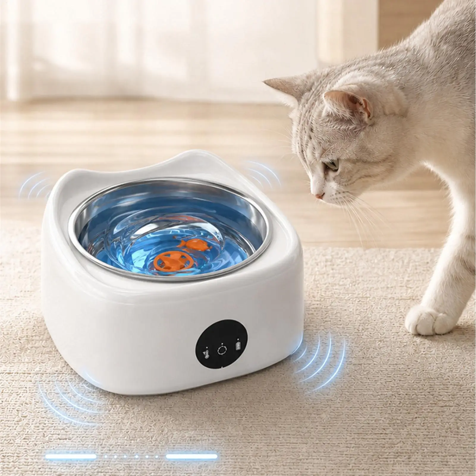 Heated Water Bowl For Cats Low Noise 3-Temp Motion-Activated Non-Slip Dispenser Dishwasher-Safe Cat Water Dispenser For Kitten