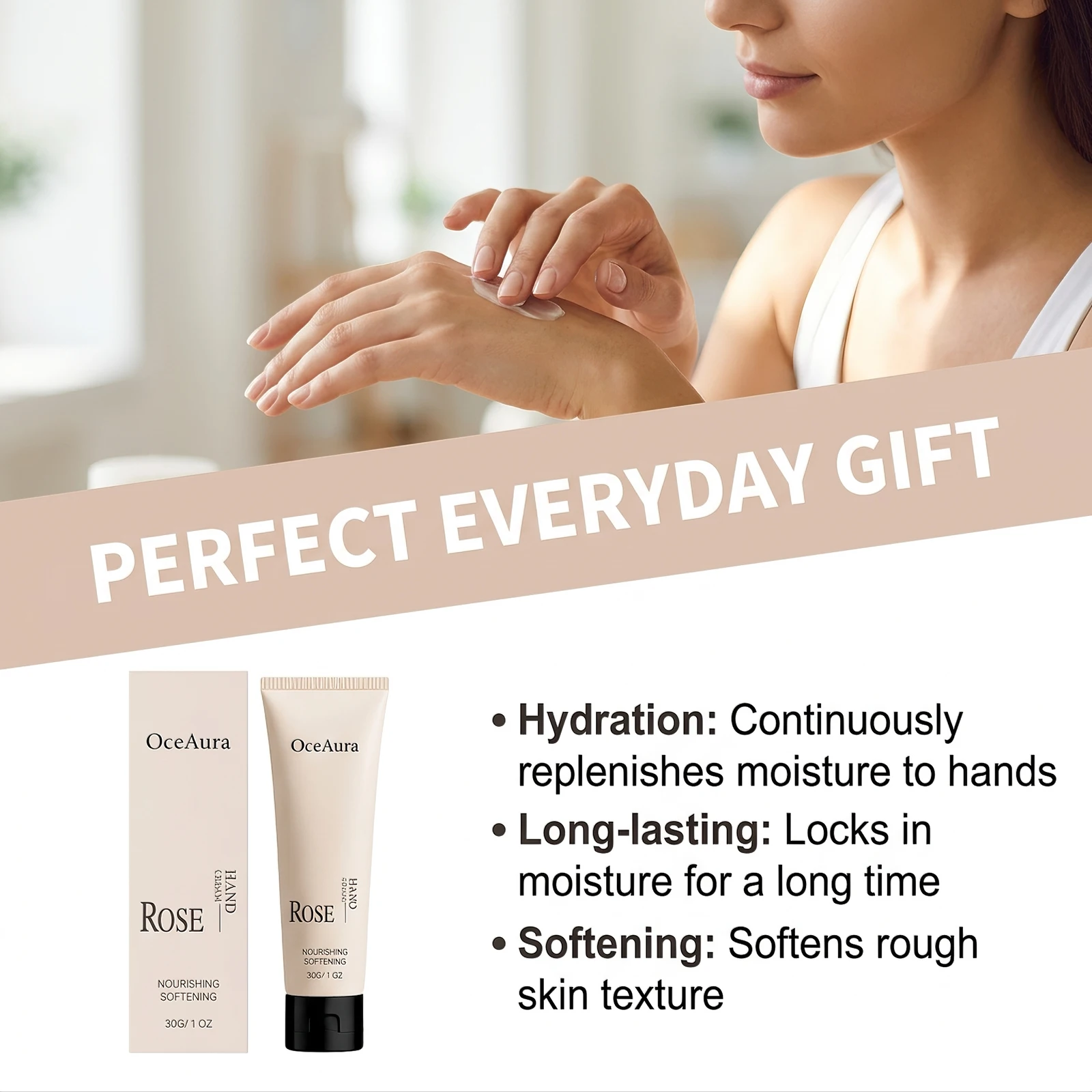 Rose Sandalwood Hand Cream Deep Nourishing Softening Refresh Hand Lotion For Dry Rough Cracked Working Hands Overnight Balm