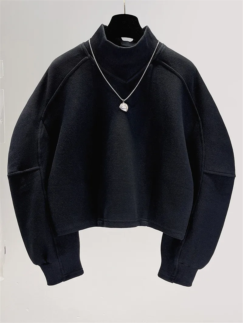 

Plus Size Korean Sle High Collar Thiened Loose Fit Sweatirt Winter Outerwear ort Coat Women's Faion Casual Polyester Cotton B...