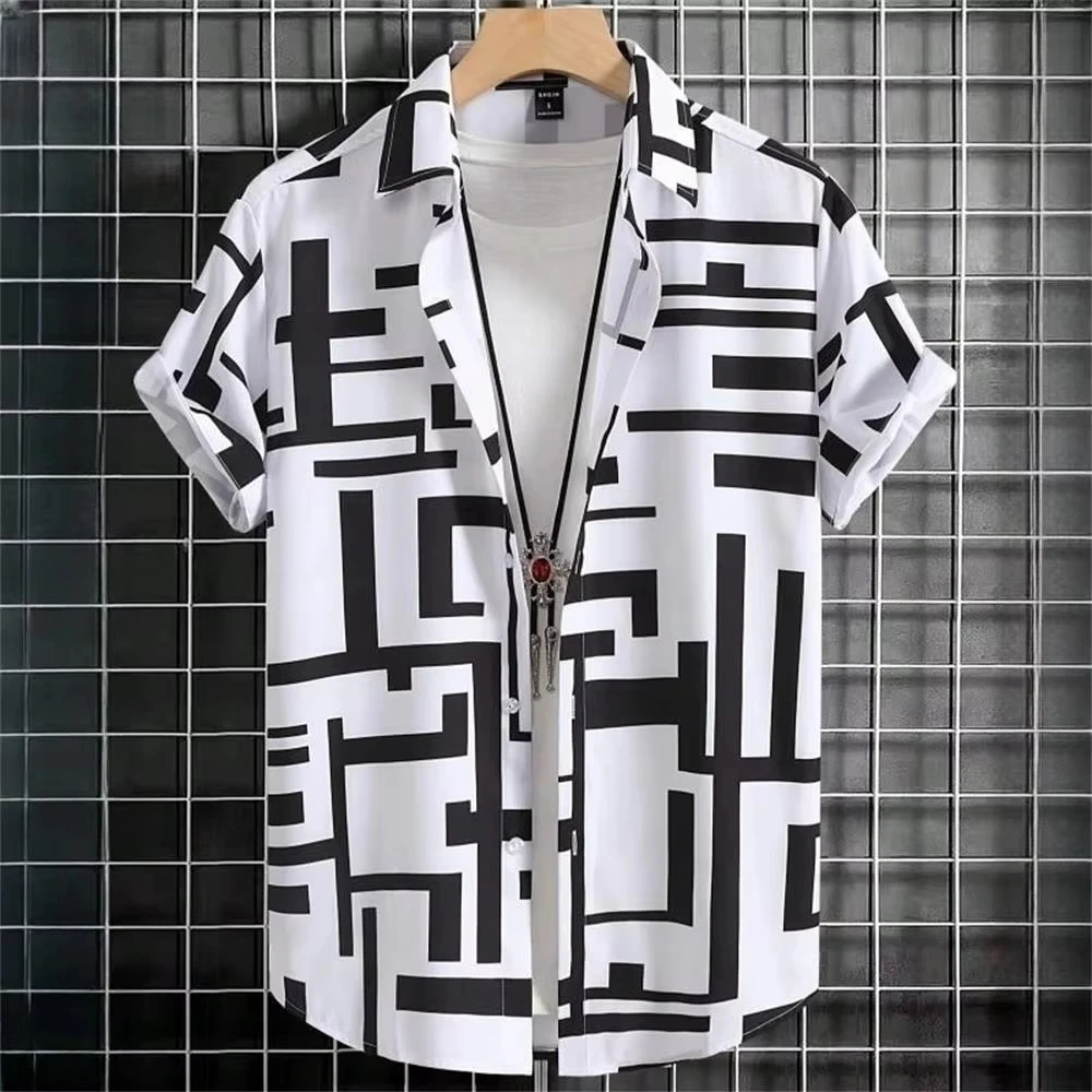 2024 Men's 3D Patchwork Hawaiian Shirt Luxury Designer Print Short Sleeve Beach Party Ready Streetwear​