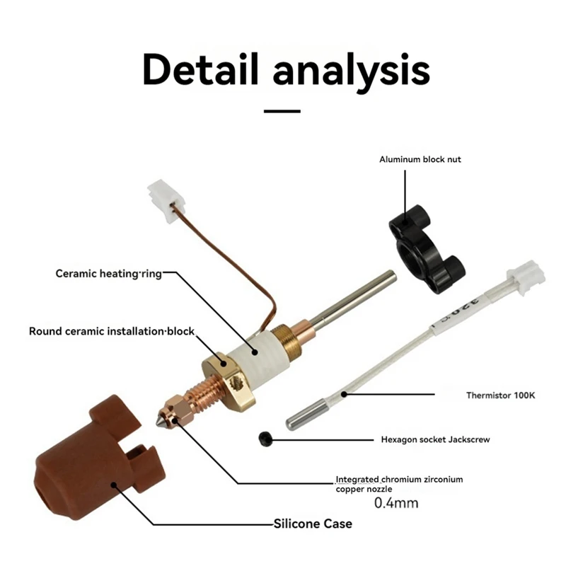 3D Printer Hotend Kit For Ender-3 V3/K1C Integrated Nozzle Extruder Hotend 0.4Mm Nozzle For 1.75Mm Filament