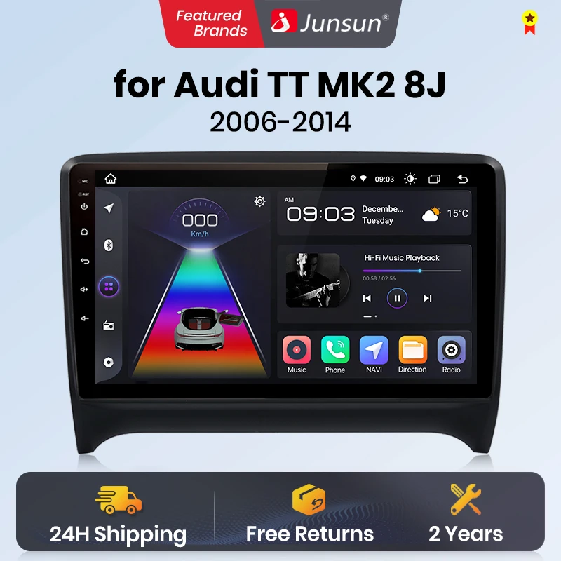 Junsun V1 AI Voice Wireless CarPlay Android Auto Radio for Audi TT MK2 2006 - 2014 4G Car Multimedia GPS 2din autoradio