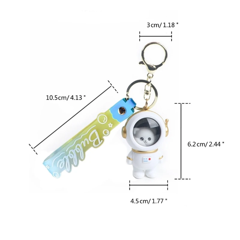 50JB Leuke Space Bear Bag Charm LED-sleutelhanger Mini Astronaut-hanger sleutelhangerbedel