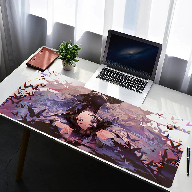 

Mouse Pad Computer Gaming Accessories Mousepad Rubber D-demon Slayer Kochou Shinobu Extended Desk Mat Laptop Gamer Keyboard Pad