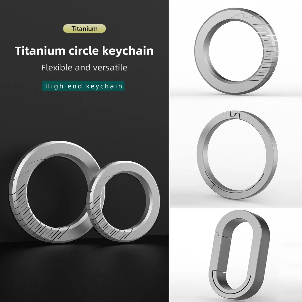 High Quality TC4 Real Titanium Alloy Key Rings 9 Styles Super Lightweight Keychains Buckle Pendant Side Push Man Car Keychain