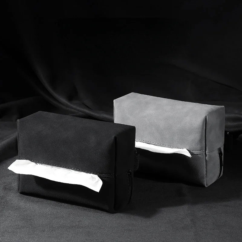 

Car Tissue Box Armrest Box Chair Back Tissue Bag Hanging Suede Seat Type Paper Bag Multifunctional Advanced Universal