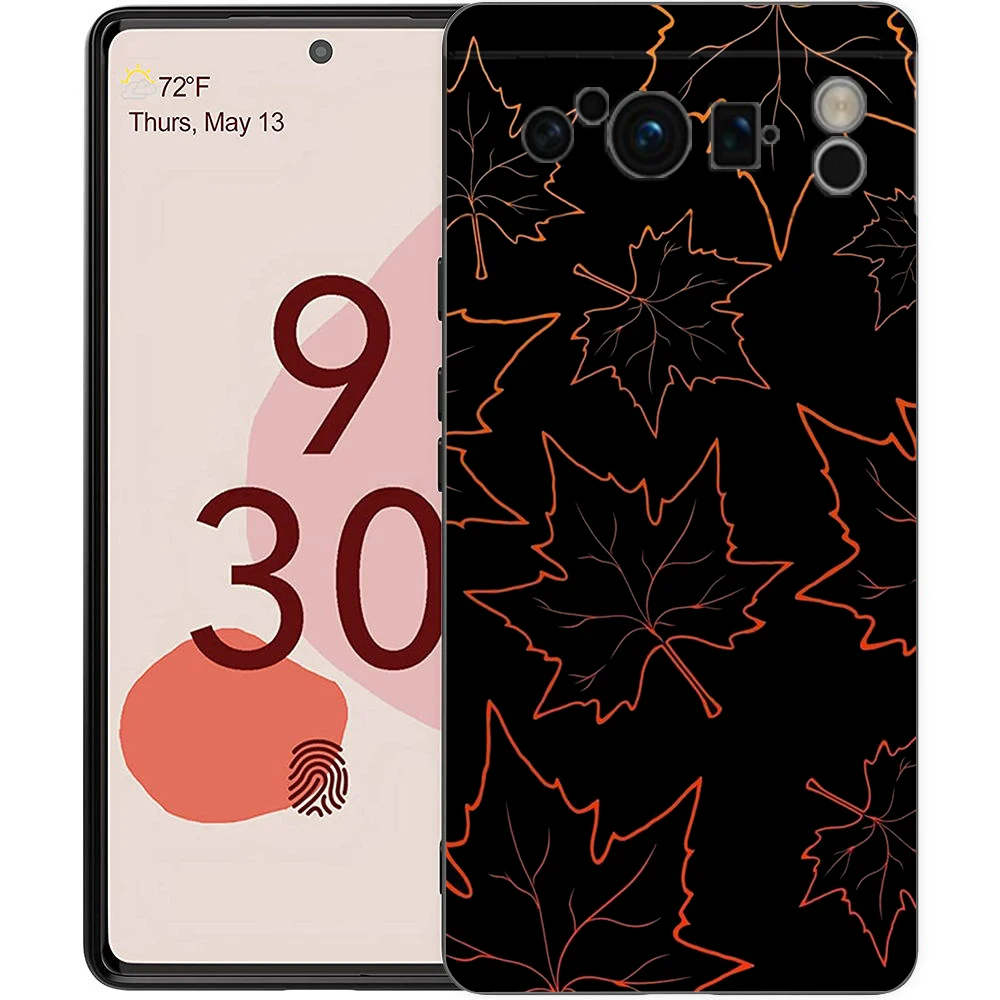 Autumn leaves fall fox pumpkin Halloween Phone Case For Google Pixel 8 A 7 6 Pro 6A 5G Black Soft Back Cover Silicone TPU Shell