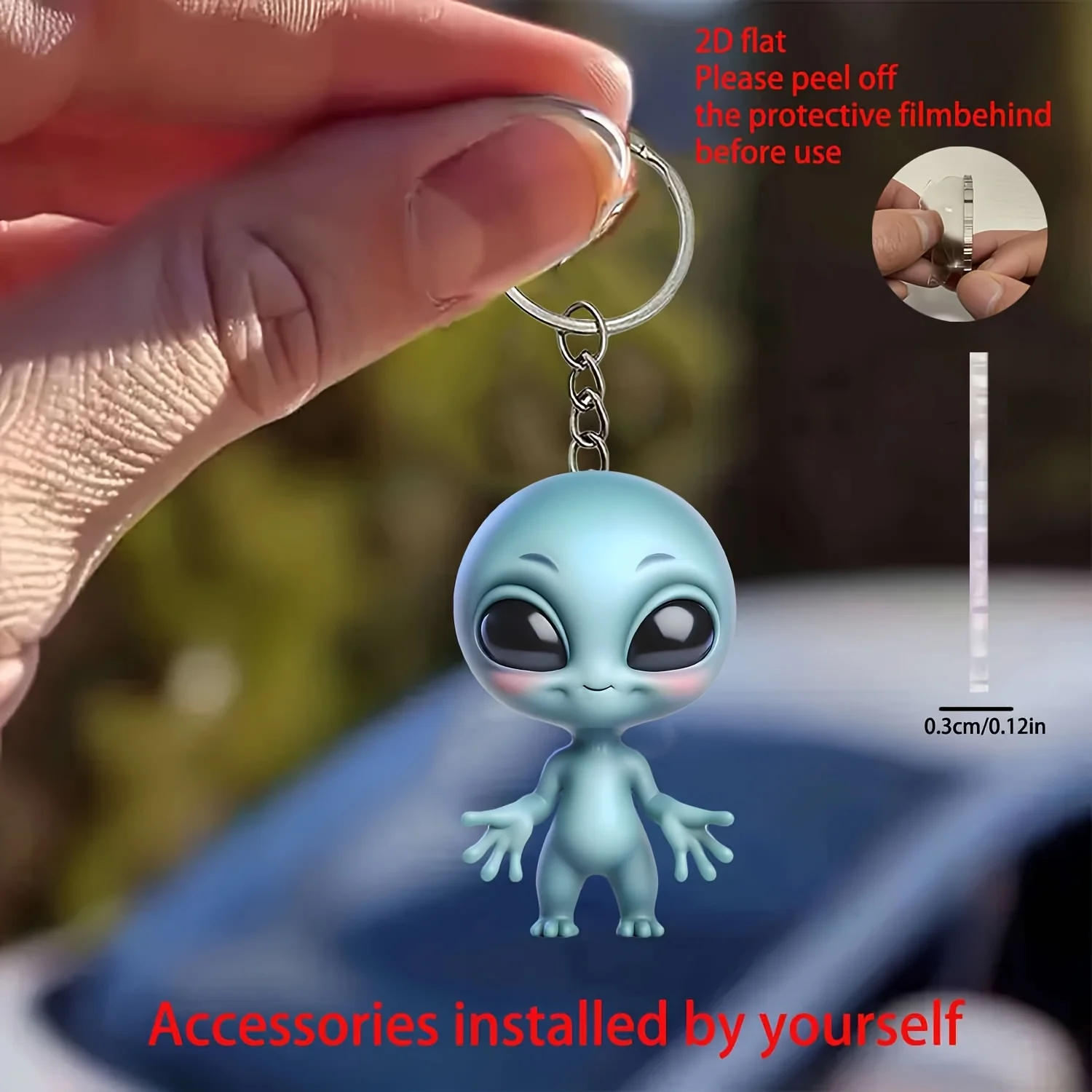2D Alien Keychain Realistic Acrylic Fashionable and Creative Hanging Ornament Preferred Option for Birthday Party Halloween Gift