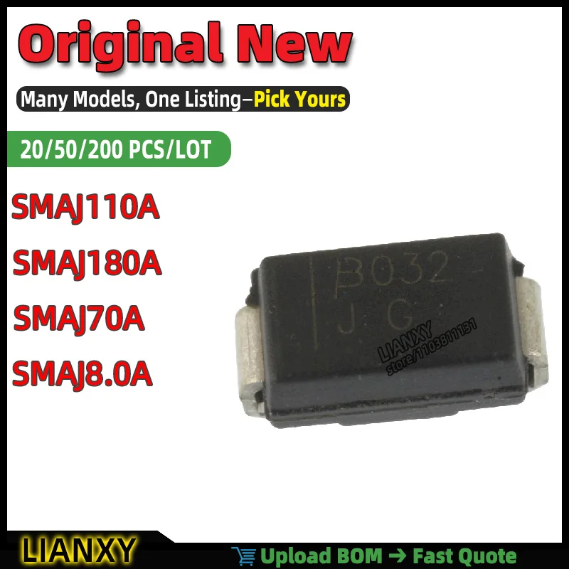 SMAJ8.0A SMAJ70A SMAJ110A SMAJ180A DO-214AC TRANSIENT VOLTAGE SUPPRESSOR DIODE New Original