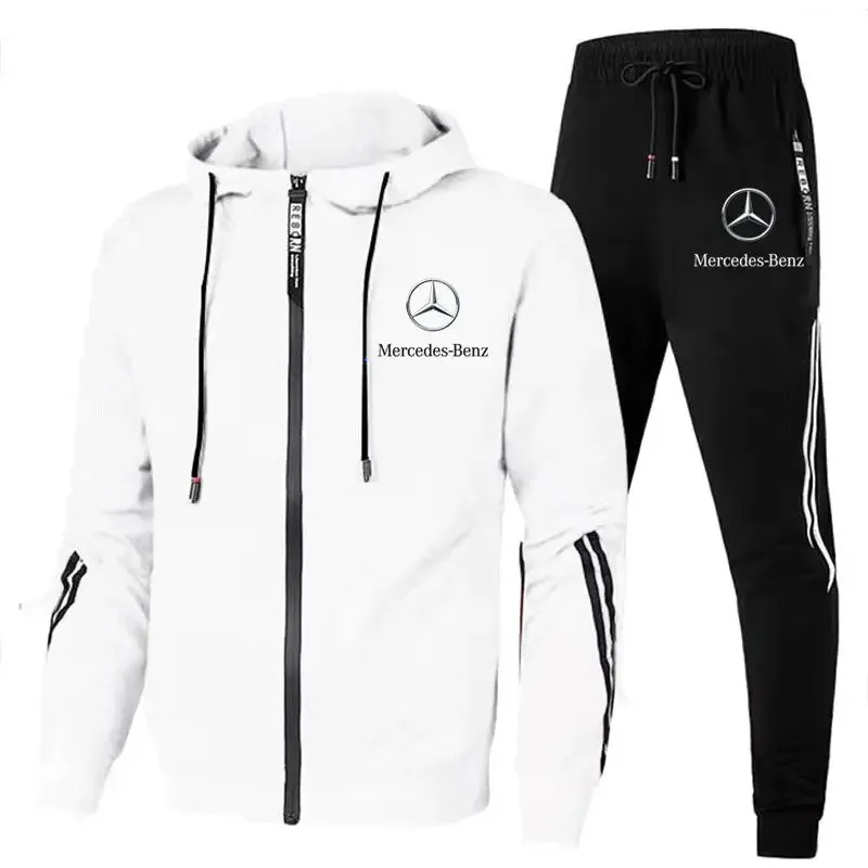 

2025 hot selling Mercedes sweatshirt set, casual sportswear, fashionable thick hoodie, loose zipper jacket