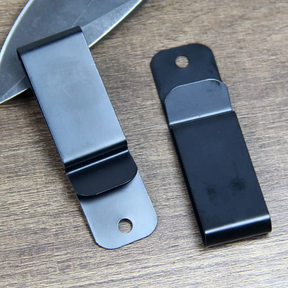 Clip de cinturón de 2 piezas/Metal, hebilla de abrazadera recubierta de color negro, gancho de resorte para funda Kydex, Funda de cuero, piezas de repuesto para manualidades