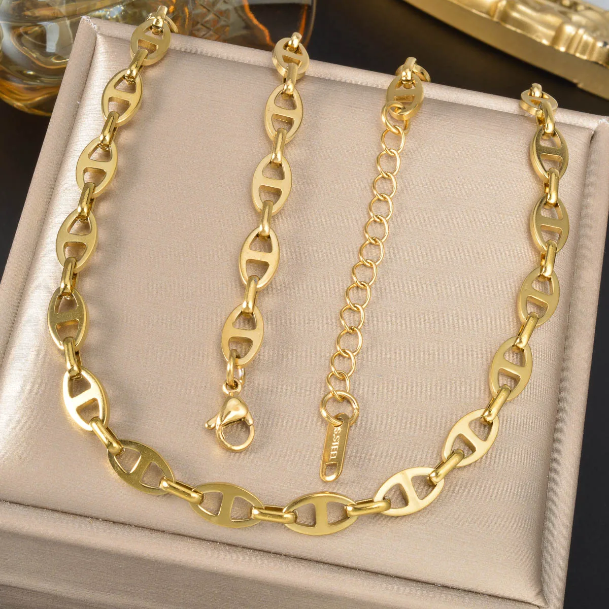 

Retro Minimalist Necklace Stainless Steel Gold Plated Vintage Style Chain Elegant Collarbone Length Dainty Jewelry Gift