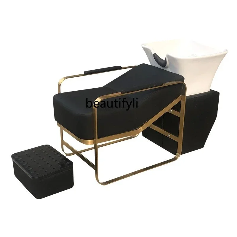 

ls 04High-End Lying Half Flushing Bed Simple Sitting Hair Salon Punch Bed