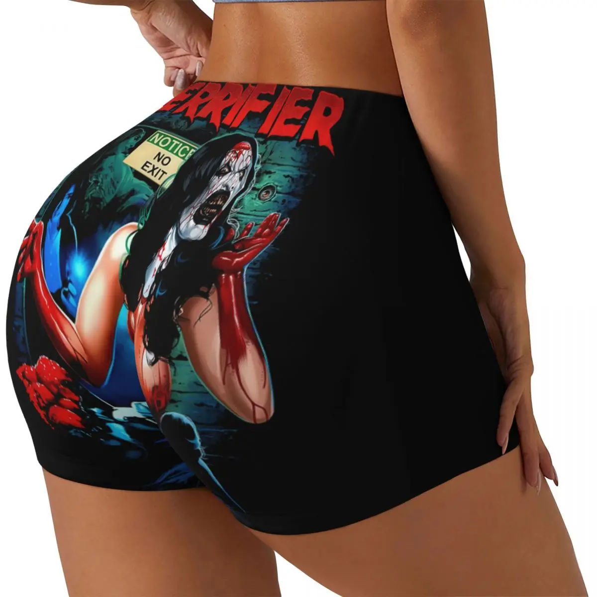 Custom Retro Terrifiers Horror Film Running Volleyball Gym Shorts Women's Athletic Workout Yoga Shorts