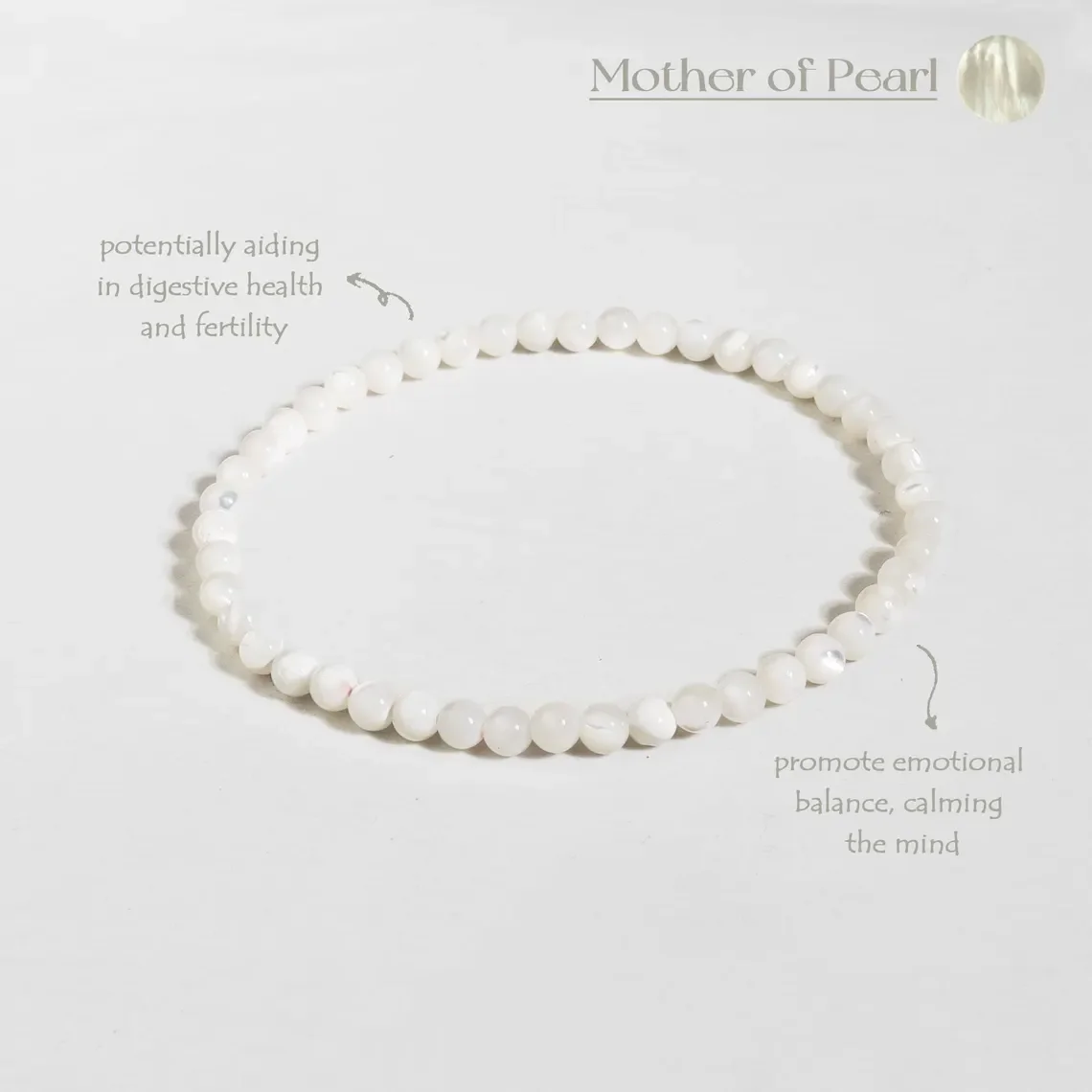 CCGOOD Natural Mother of Pearl Bracelet for Healing Digestive Health Emotional Balance Calming Mind Jewelry Gift