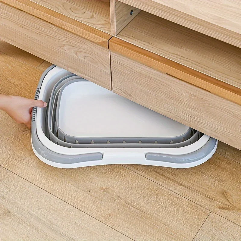 Faltbarer, zusammenklappbarer Wäschekorb mit Ellipse, ovale Wanne – tragbare Waschwanne, platzsparende Wäschebehälter – Detail 3