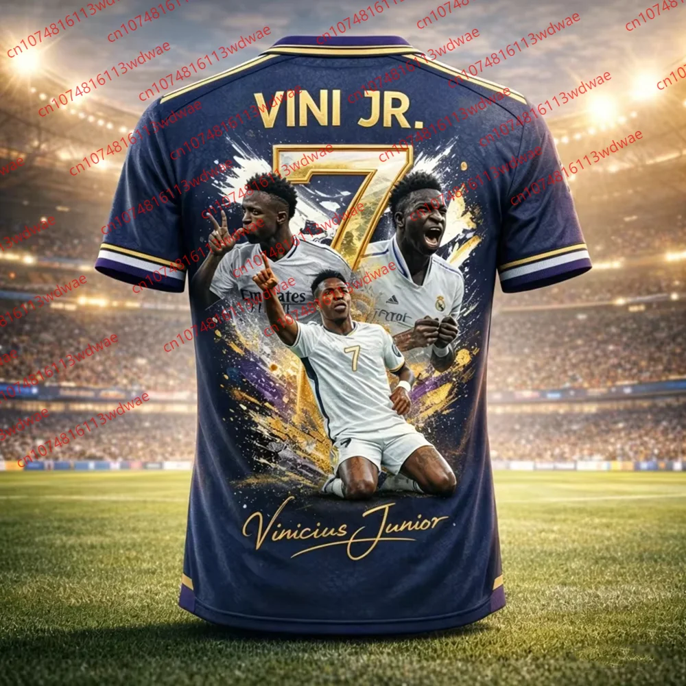 Vinicius Junior Memorial Summer Clothing Football Jersey T-shirt Suitable for Daily Wear Quick-drying Casual Shirt Kid T-shirt