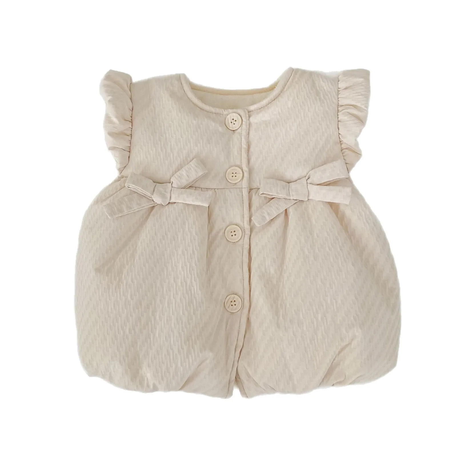 2025 Winter Nieuwe Kinderen Mouwloos Warm Vest Plus Fluwelen Dikke Meisjes Leuke Strik Jas Kinderen Katoen Gewatteerde Jas Baby Fleece Vest