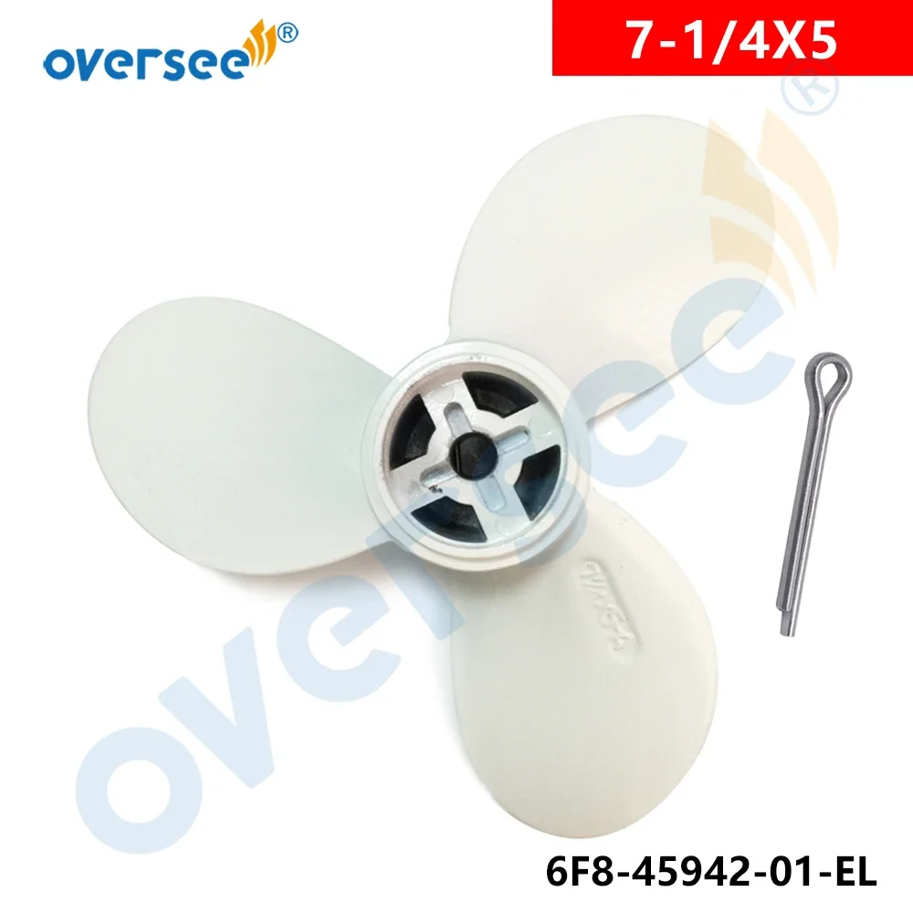 6F8-45942-01-EL 5pcs Aluminum Propeller Size 7-1/4X5 Replaces For Yamaha Parsun 2HP 2.5HP Outboard Motor 6F8-45942 7.25x5