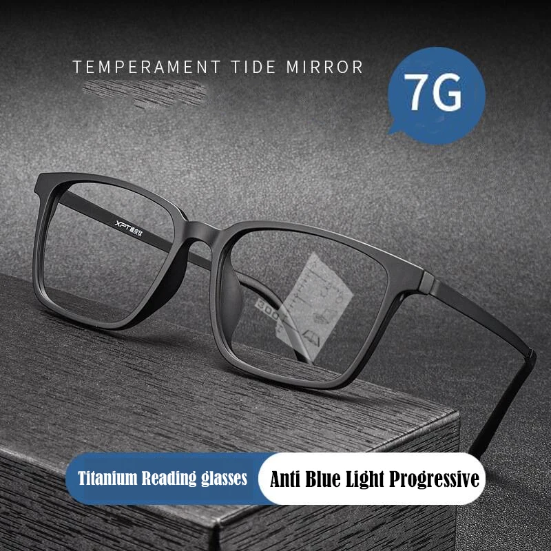 2025 Titanium Progressive Multifocal Reading Glasses Men Women Anti Blue Light Presbyopic Glasses Half Frame High Quality 1.5