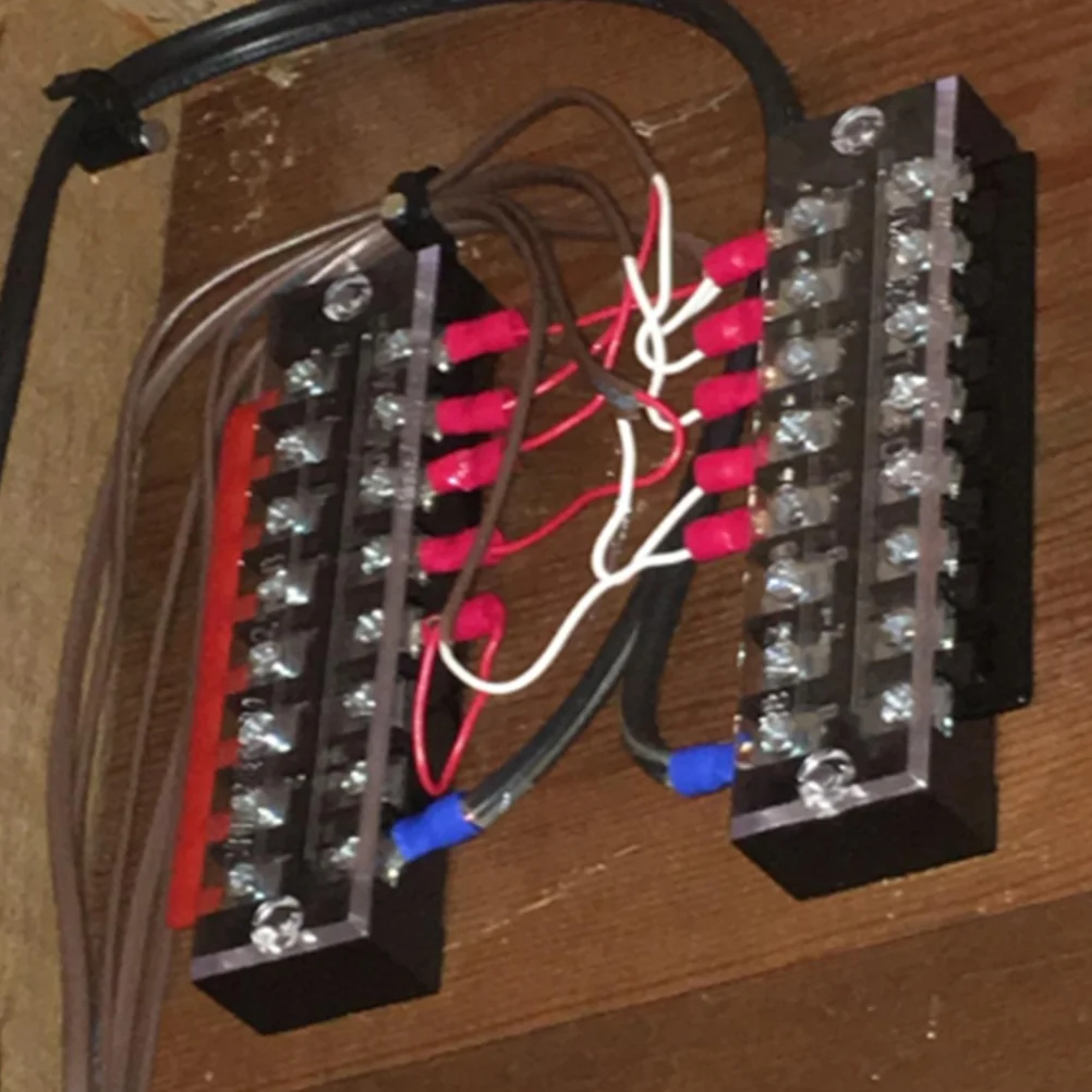 

5Sets 5P Dual Row Screw Terminal Blocks Black Barrier Strip Terminal Power Wire Connector Safe Insulated Cover Wiring