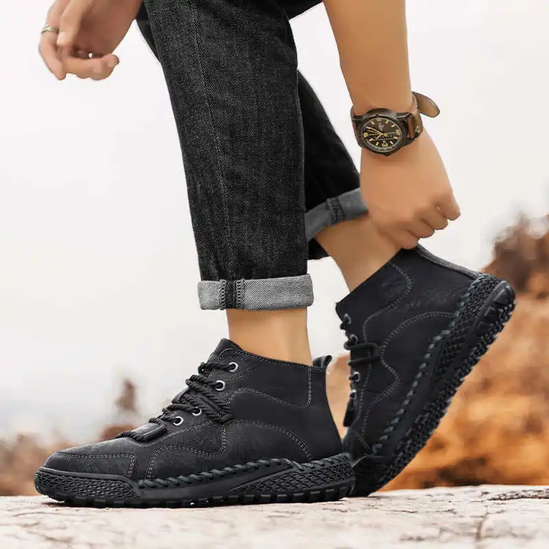 

Длинные мужские походные ботинки Ecoleather, мужская обувь из натуральной кожи, кроссовки для мужа, спортивная фабрика, новая коллекция модели Hypebeast