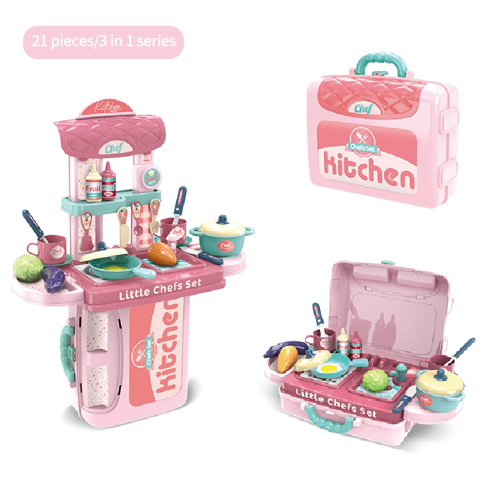 21 Piece 3 In 1 Set Kitchen Table Bags Children's Imagination Toys Set Birthday Gifts