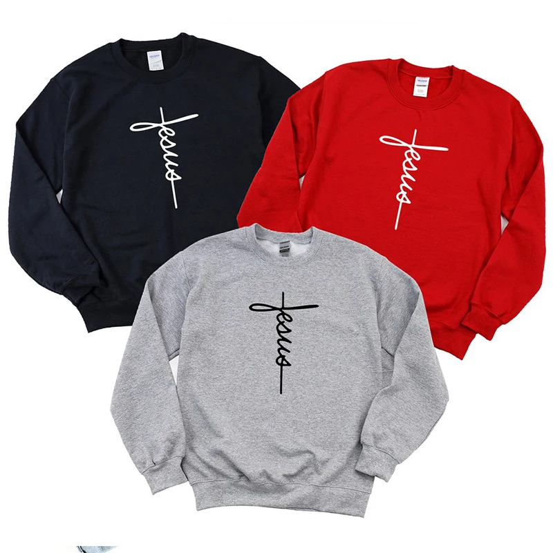 

Jesus Cross Religious Sweatshirt Women Church Graphic Hoodies Motivational Clothing Easter Jumpers Long Sleeve Tops Dropshipping