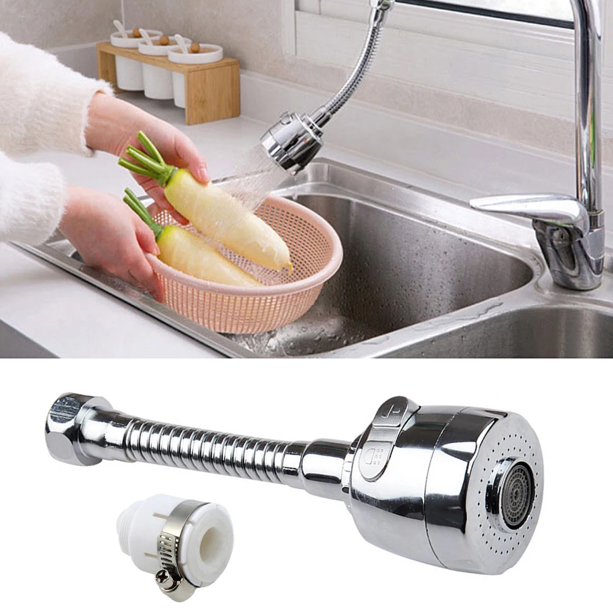 

1 Pcs Faucet Adapter Aerator 2 Modes 360 Rotatable Bubbler Faucet Filter Extender Water Saving Tap Nozzle Kitchen Gadget