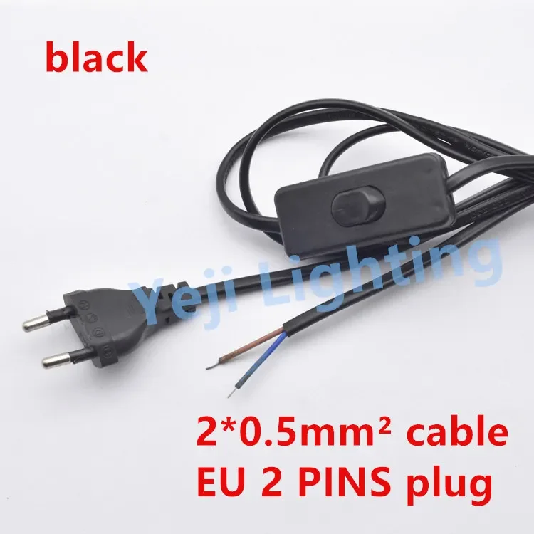 EU 303 button switch cable Black white ON / OFF rocker switch for desk lamp table light led chandelier Power Cord Extension Cord