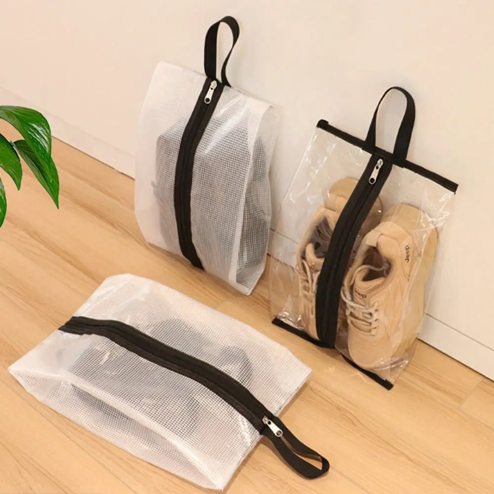 Portable PVC Shoes Storage Bag, Waterproof Mesh Organizer, transparente, Dustproof Protection Cover
