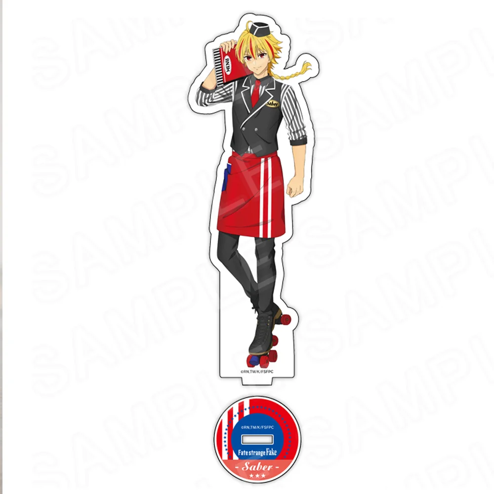 Fate Strange Fake Restaurant Style 15CM Double Sided Acrylic Stand Keychain 2026 New Anime Stand Saber Desk Decor Gift For Fans