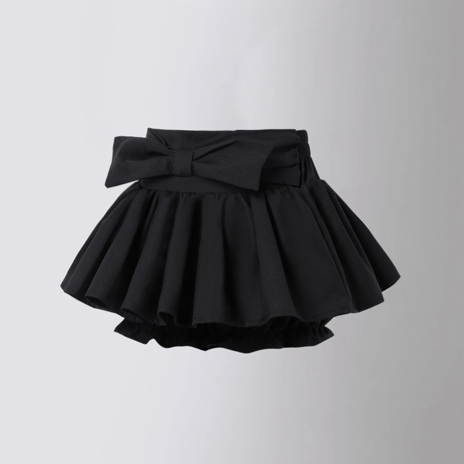 

Girl's Bow Summer New Desig Feelig Small Ad Popular Fluffy Half Body Skirt, Black Low Waist A-Lie Ultra Short Skirt For