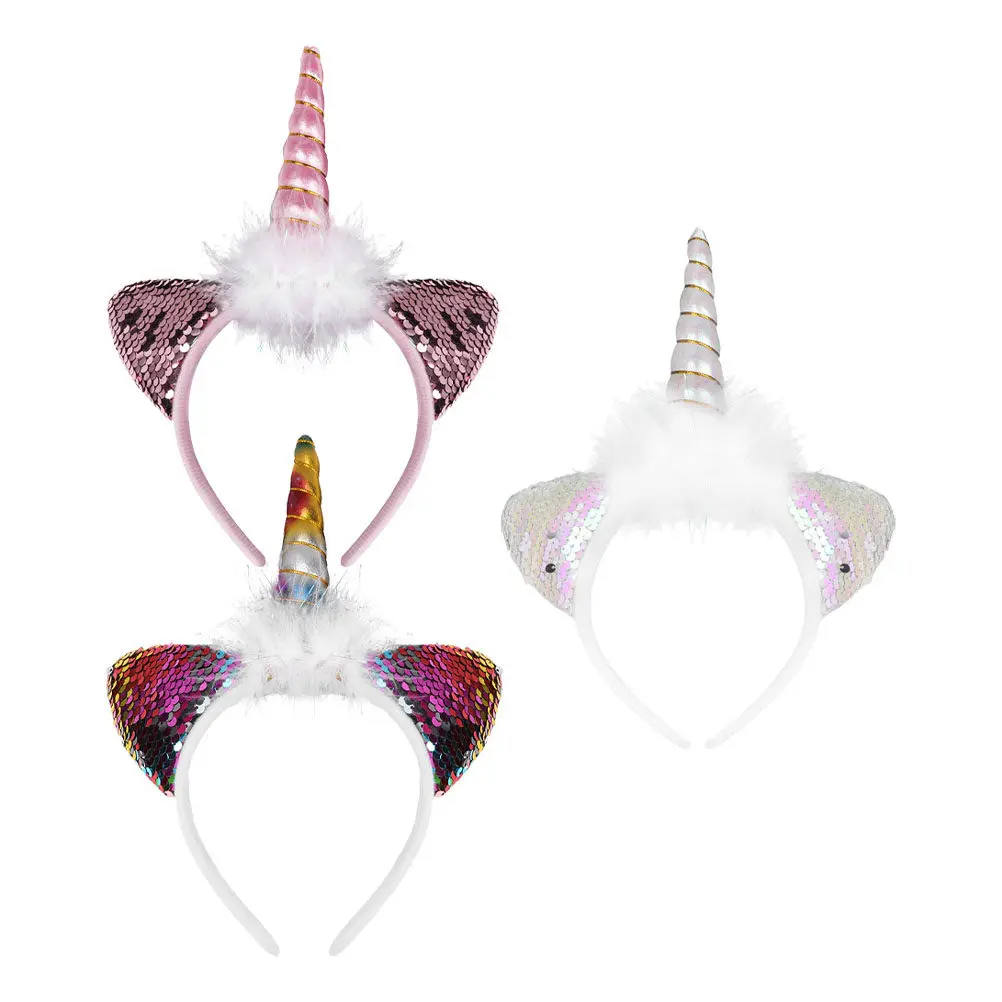3Pcs Unicorn Decorative Headband Set Premium Material Safe Lightweight Birthday Party Hairband Halloween Festival Cosplay