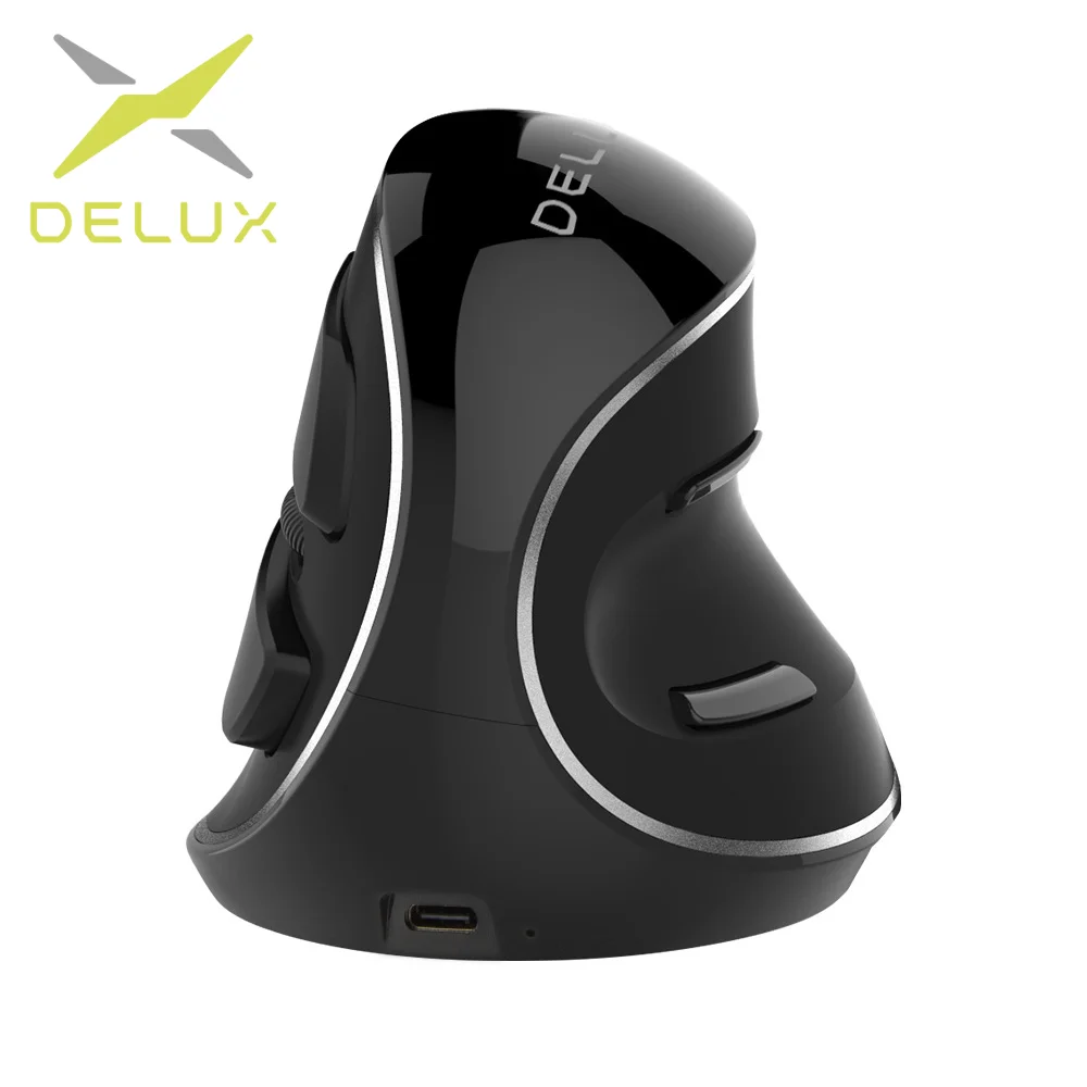 Delux M618PD Wireless+ BT Ergonomic Vertical Rechargeable Mouse 4000DPI 6 Buttons Removable Palm Rest For PC Computer Laptop