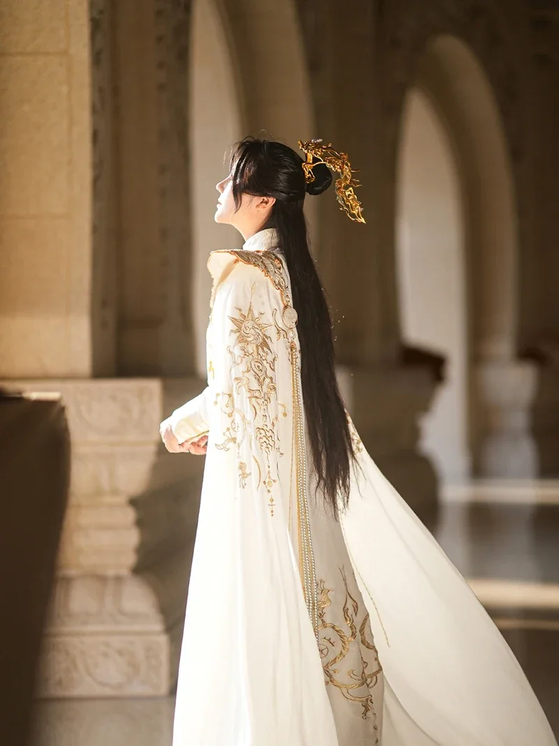 Hanfu Men&Womne Ancient Chinese Embroidery Hanfu White Sets Male Carnival King&Prince Cosplay Costume Hanfu Outfit Plus Size 3XL