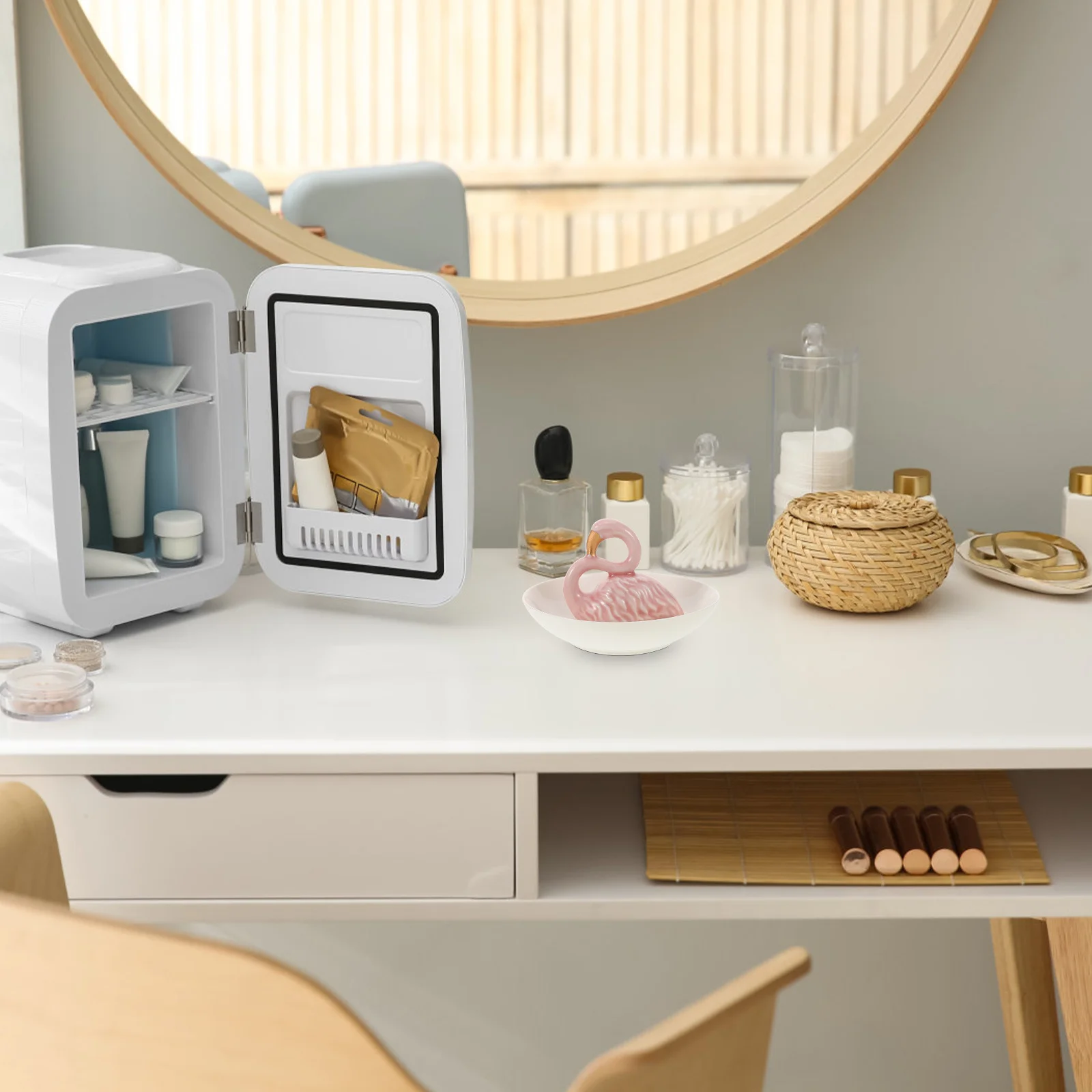 Flamingo Jewelry Tray Ceramic Ring Holder Decorative Trinket Plate Small Jewelry Organizer Storage Display Trinket Dish