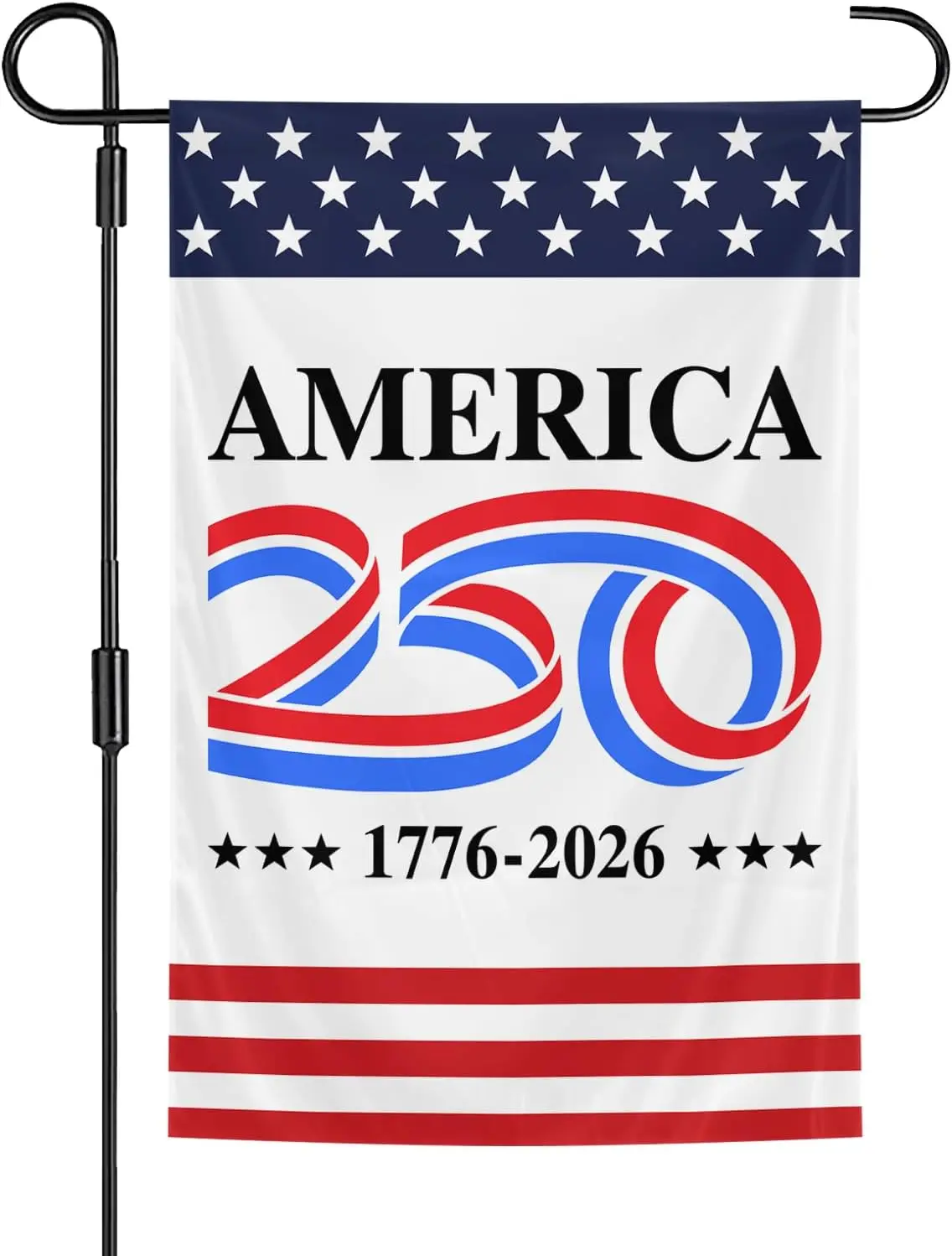 Bandera de 250 cumpleaños de Estados Unidos 1776 2026 Bandera de aniversario de Estados Unidos de 250 años Banner Patriot de poliéster de doble cara de 12 x 18 pulgadas para
