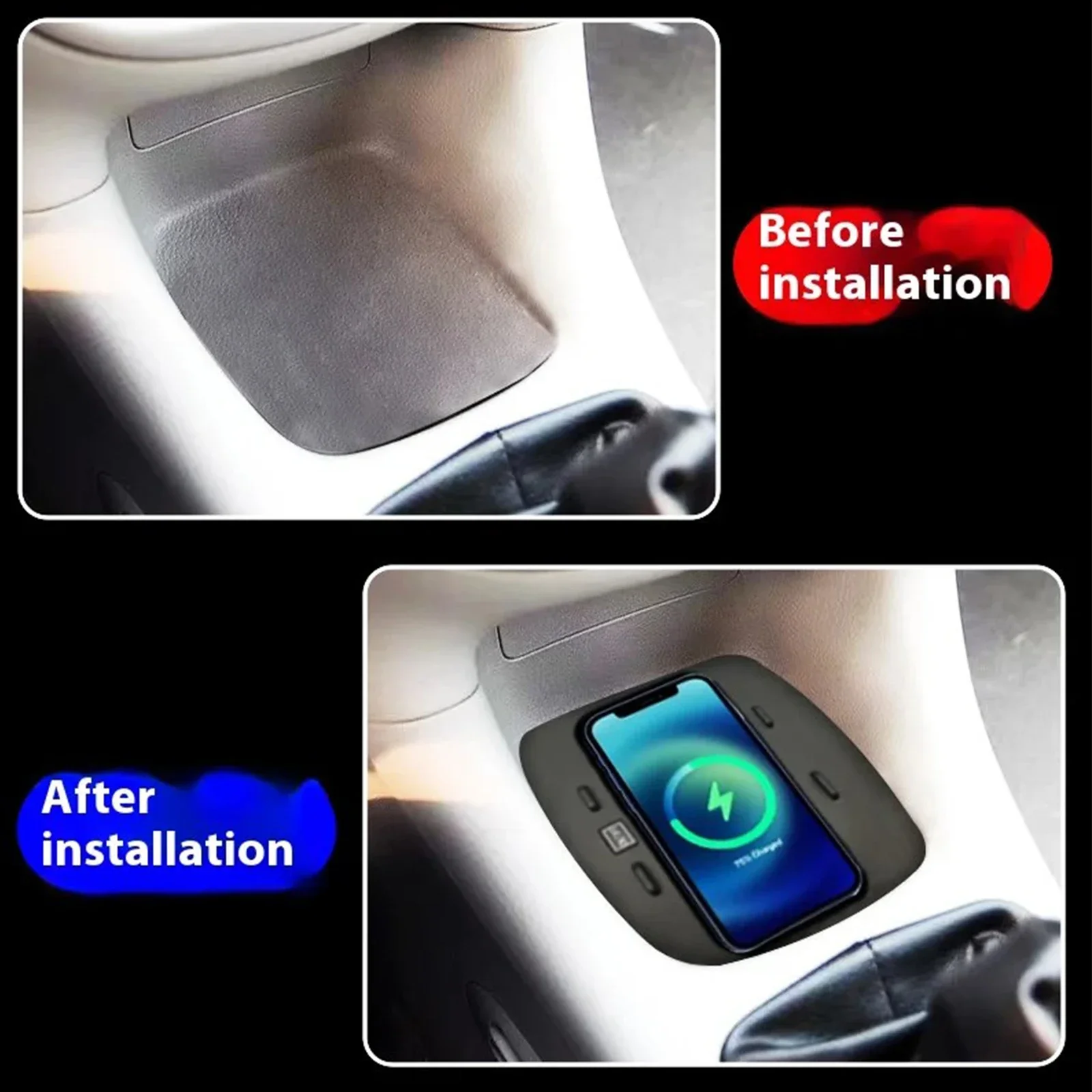 For Peugeot 206 2003-2008 Car Phone Holder Wireless Charging Plate 2 DIN Center Console Fast Charger